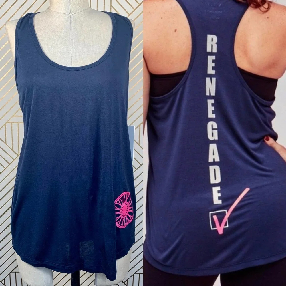 ALC A.L.C. x Soulcycle Renegade Tank Top Logo Print Racerback Blue Size Small